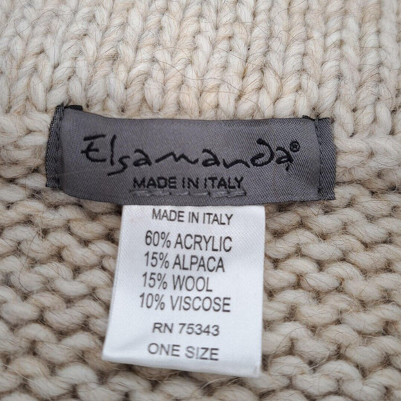 Elsamanda Cardigan Poncho Sweater Chunky Knit Wool Alpaca Blend Oatmeal Beige OS - Picture 3 of 4